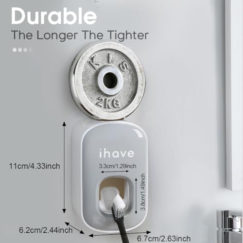 iHave Toothpaste Dispenser Wall Mount for Bathroom Automatic Toothpaste Squeezer (Grey)