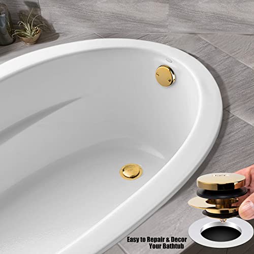 Artiwell Universal Tip Toe Bath Drain Stopper and Cover, Bathtub Drain Stopper, Replaces Lift and Turn, Tip-Toe and Trip Lever drains for Tub, EZ Installation and Clearing (Polished Brass) - color: Polished Brass