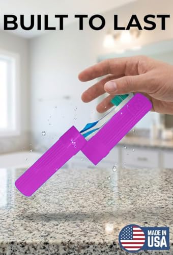 American Comb Toothbrush Holder (Blue & Pink) Made in USA, with Ventilation Holes, for Toothbrush Covers, Toothbrush Holder, Toothbrush Soft, Durable Design, Hygienic Bathroom Accessory - color: Blue & Pink