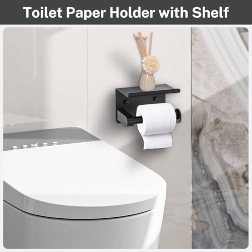 Matte Black Towel Bar Set 5 Pieces Bathroom Hardware Accessories Set Round Towel Holder Set for Bathroom Upgraded Toilet Paper Holder Stainless Steel Wall Mounted Towel Rack Set,23.6 Inch - color: Black
