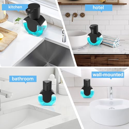 2 Pack Automatic Soap Dispenser Touchless,14.2oz/420ML Auto Liquid Soap Dispenser,Rechargeabled Wall Mounted Smart Pump for Bathroom Kitchen - color: Black, style: 2 Pack Liquid