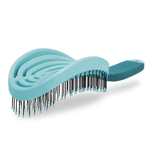 NuWay® DoubleC® Detangling Hair Brush – The Original Home Scalp-Care Brush – Patented Double Curved Scalp Care Hairbrush for Gentle Detangling, Volume Styling & Wet or Dry Hair (Grass Green) - color: Grass Green