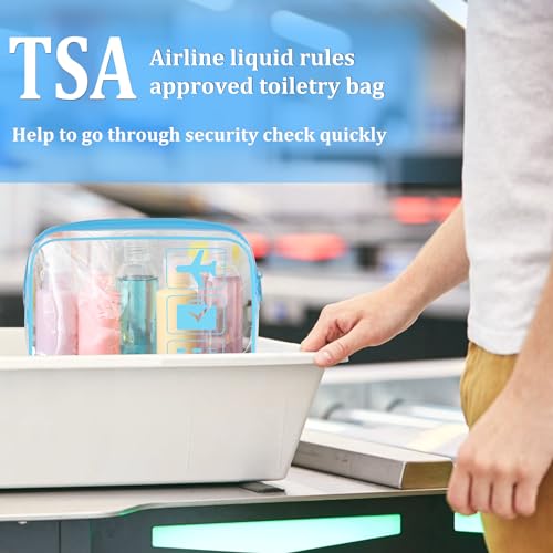 3Pcs TSA Approved Toiletry Bag, Clear Travel Toiletry Bag, Clear Makeup Bag, Waterproof Travel Makeup Cosmetic Bag, Carry On Airport Airline Quart Size Travel Bag for Women Men (Black+Pink+Blue) - color: Black+Pink+Blue