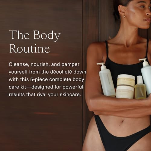 Oak Essentials The Body Routine, 5-Piece Body Care Set: Wash, Scrub, Lotion, Oil and Balm, Gift Set for Women, Full Sizes