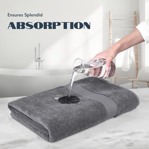 Luxury White Bath Towels Large - 100% Soft Cotton 700 GSM | Absorbent Hotel Bathroom Towel | 27 inch X 54 inch | Set of 4 | Gray - color: 03: Dark Gray