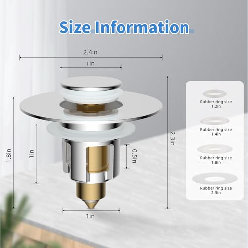iFealClear Metal Universal Bathroom Sink Stopper, Upgraded Stainless Steel Sink Drain Strainer for 1.1''~2.36" Basin Pop Up Drain Strainer, Anti-Clogging Filter Basket, Polished Chrome - color: Chrome