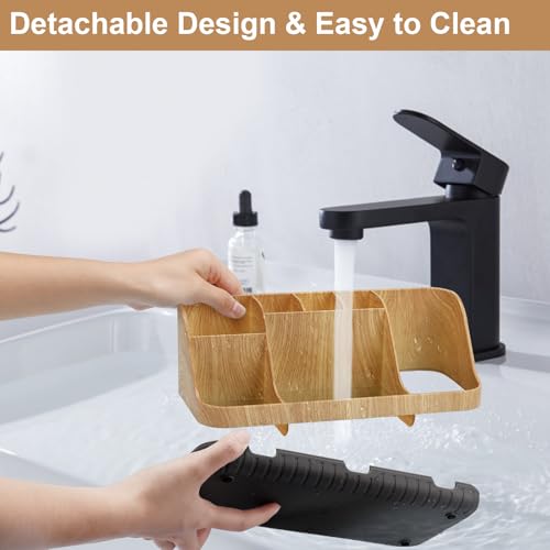 GFWARE Bathroom Organizers and Storage - Detachable 7 Slots Kids Electric Toothbrush and Toothpaste Holde Drainage for Bathroom Accessories Organization Counter Vanity Storage - color: Wood
