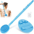 Soft Silicone Back Scrubber & Bath Glove 2PCS, 16''- 24'' Extendable Shower Scrubber with Dual-Side Head, 360° Anti-Slip & Hand-fit Silicone Body Scrubber for Rich Foaming Deep Cleaning(Blue) - color: Blue*2
