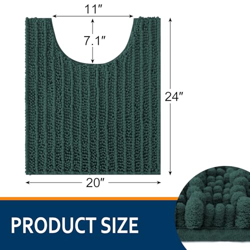 Smiry Bathroom Toilet Rugs U Shaped 24x20, Extra Soft Absorbent Non Slip Rubber Backing Chenille Contour Bath Rugs for Toilet, Machine Washable Contoured Bath Mats, Green - color: Green, size: 24'' X 20''