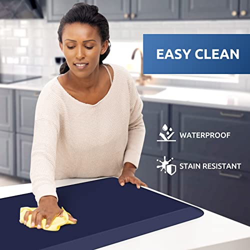 KitchenClouds Kitchen Mat Cushioned Anti Fatigue Kitchen Rug 0.8inch Waterproof Non Slip Kitchen Rugs and Mats Standing Desk Mat Comfort Floor Mats for Kitchen Sink Office (17.3"x39",Blue) - color: Blue, size: 39"L x 17.3"W x 0.8"Th