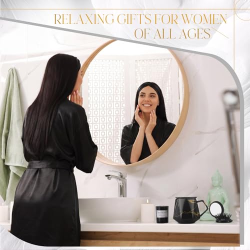 Twistover 16 Pcs Birthday Gifts for Women: Luxury Robe & Blanket Spa Gift Basket for Women -scented Candle, Mug, Notebook, Pillowcase & Spa Accessories(Black) - color: Black