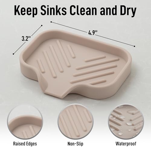 Zulay Kitchen Small Silicone Sponge Holder (4.9x3.3”) – Space-Saving Sink Organizer Tray for Sponge, Soap, Brush & More – Compact Non-Slip Dish for Kitchen & Bathroom (Ivory) - color: Ivory (Small), size: Small (4.9x3.3)