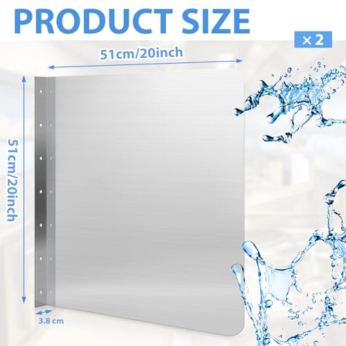 Therwen 2 Pcs Stainless Steel Side Splash Guard for Sink 20 x 20 Inch Wall Mount Guard with Screws Commercial Restaurant Hand Sink and Compartment Prep Sink Kitchen Sink Splash Protector Supply - size: 20 x 20 Inch