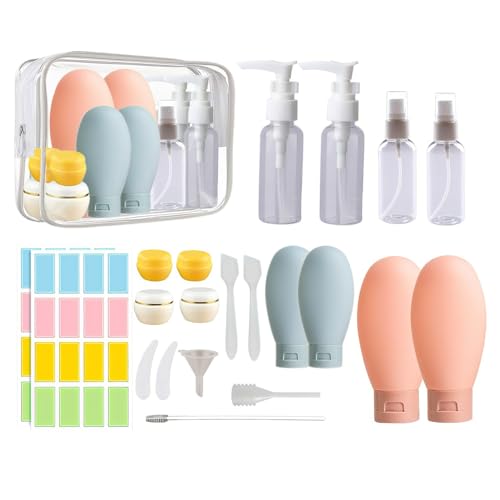 21 PCS Refillable Toiletry Bottles with Toiletry Bag for Travel Containers Empty Squeeze Leakproof Accessories for Toiletries Shampoo Lotion Body Wash (BPA Free) - size: 21 PCS Kit - 1#