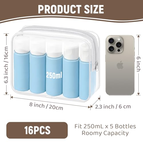 YedsIntu 16 Packs Clear Makeup Bags Cosmetic Storage Bags Waterproof TAS Approved Toiletry Bags PVC Zipper Pouches Organizer Case for Organizing Travel Bathroom