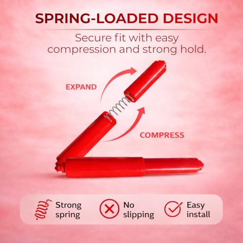 Red Toilet Paper Holder Spring Rod | Toilet Paper Roller Replacement | Standard & 7 Inch Size Toilet Paper Holder Replacement Rod | Roll Extender fits Extra Large Bathroom Tissue Rolls - color: Red
