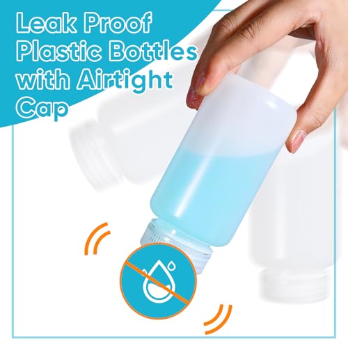 DEMORA 8 oz Plastic Bottles with Lids, Airtight Refillable Wide Mouth Travel Bottles for Toiletries, HDPE Food Grade Plastic Containers for Liquids Pill Water Sample Lab Reagent (Translucent, 2 Pcs) - color: Translucent, size: 8 oz
