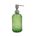 16 oz Diamond Pattern Glass Soap Dispenser, Kitchen and Bathroom Refillable Soap Dispenser with Rust Resistant Stainless Steel Pump for Hand Soap, Lotion Glass Liquid Dispenser(Green) - color: Green