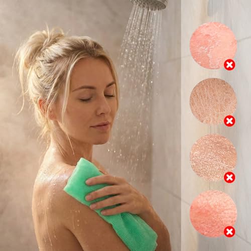 6 Pack African Net Sponge Exfoliating Glove Set, Including 3 Pcs Bath Sponge African Scrub Net Body Scrubber Back Scrubber and 3 Pairs Exfoliating Gloves as Stocking Stuffers for Adults