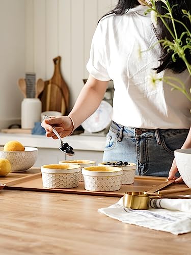 LE TAUCI Ramekins 8 oz, Ramiken for Creme Brulee, Lava Cake, Pudding, Souffle, Pot Pie, Ceramic Baking Dishes, Oven Safe - 4.3 inch, Set of 4, Arctic White - color: Arctic White, size: 8 oz