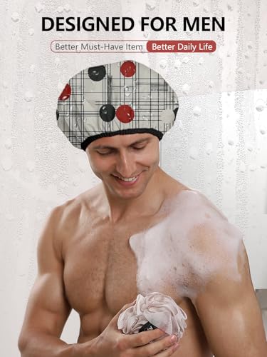 Years calm Shower Cap for Men, Waterproof Reusable Hair Cap with Dual-Layer Design, Reversible Double-Sided Use, Stretchable Elastic Band, Comfortable Fit for Shower, Gym, Hair Care & Travel - color: White and black