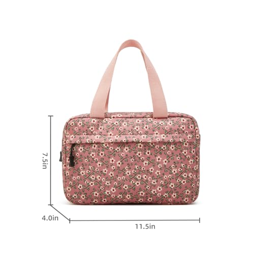 Large Makeup Bag for Women Corduroy Cosmetic bag Make up Bags Zipper Pouch with handle Cosmetic Organizer Toiletry Bag for Travel Storage - color: 28-Sunflower Pink