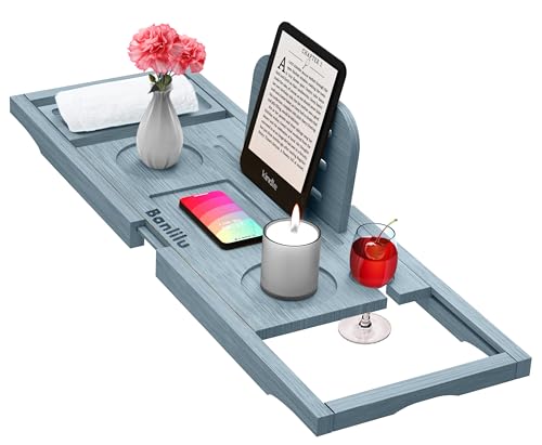 Premium Bathtub Caddy Tray - Bath Tray - Bath Tub Tray Table for Bathtub - Bath Caddy Tray for Bathtub, Expandable Size, Fits Most Bath Tubs - color: Premium Gray