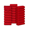 Casa Lino Face Towels & Body Wash Cloths for Showering - 100% Cotton Wash Cloths for Bathroom - Highly Absorbent & Quick Drying Washcloth Set - Cotton Washcloths 24 Pack (12" x 12") - (Red) - color: Red