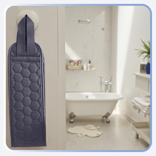 Back Scrubber for Shower with Handles, 40 Inch Extra Long Double-Sided Exfoliating Bath Strap, Textured Body Washer with Extended Reach for Deep Cleaning (Grey) - color: Grey