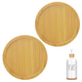 2Pcs Round Bamboo Soap Dispenser Tray, Bathroom Countertop Organizer (2)