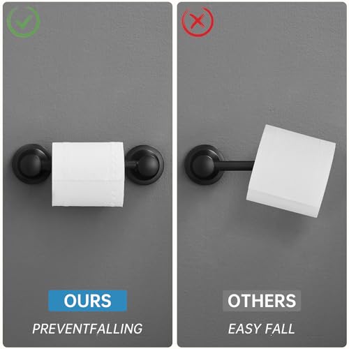 RUMOSE Toilet Paper Holder and Hand Towel Ring Matte Black Wall Mount Bathroom Hardware Accessories 2 PCS Set Flexible Pivoting Toilet Tissue Roll Holder and Towel Hanger, Stainless Steel - color: Matte Black