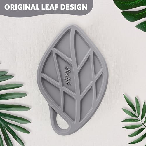 Sndyi Silicone Body Scrubber, Gentle Exfoliating Body Scrubber for Sensitive Skin, Leaf Shaped Shower Scrubber for Body with Lathering Bristles, Silicone Loofah Body Brush for Showering, Gray - color: Gray