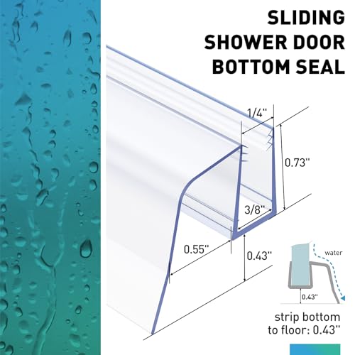 Sliding Shower Door Bottom Seal, 2 PCS 1/4" x 36" Sliding Shower Door Sweep for 1/4 Inch Glass, Frameless Glass Door Seal Strip Stop Shower Leaks and Create a Water Barrier - size: For 1/4" Glass