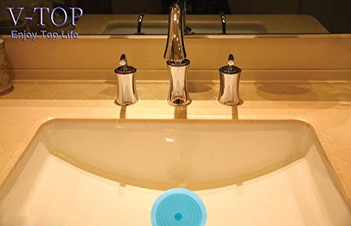 V-TOP Tub Stopper 2 Pack, 6 inches Large Silicone Drain Plug Hair Stopper Flat Suction Cover for Kitchen Bathroom and Laundry (Blue Transparent) - color: 6" Blue Transparent