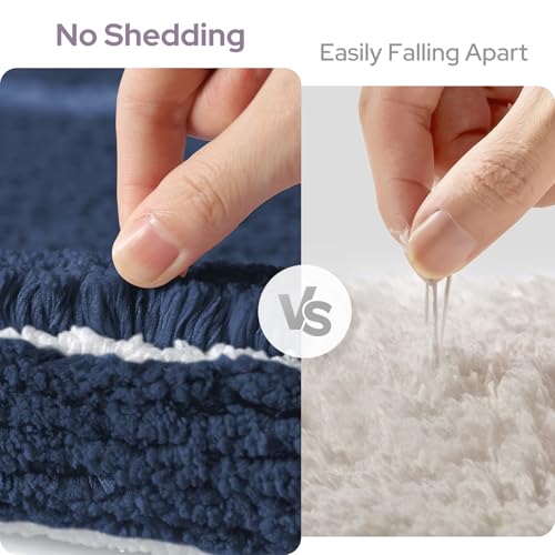 HOMEIDEAS Bathroom Rugs Sets 2 Piece, Super Soft and Absorbent Microfiber Tufted Bath Mats, Non-Slip and Machine Washable Bath Rugs(Navy Blue) - color: Navy Blue