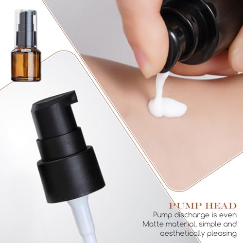 3PCS Refillable Amber Glass Travel Bottles Set Leak-Proof Pump Dispenser Empty Mini Portable Containers for Lotion Cream Foundation Essential Oils (15ml/0.5oz) - color: Amber, size: 15ml/0.5oz
