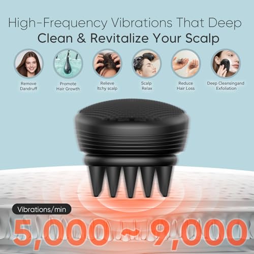 EKZ Sonic Vibrating Scalp Massager Shampoo Brush – Electric Silicone Hair Scrubber for Deep Scalp Cleansing, Dandruff Removal, Rich Foam & Relaxing Massage, Wet & Dry Use, USB-C Charging