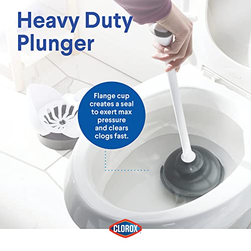 Clorox Toilet Plunger with Hideaway Caddy,– for Bathroom Organization and Storage,Bathroom Accessories,Toilet Unclogger,with Holder,White,(Pack of 12) - size: 12-Pack