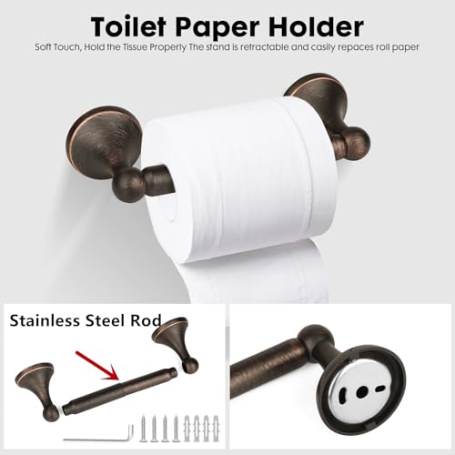 4 Piece Antique Bathroom Hardware Accessories Set Oil Rubbed Bronze,24 Inch Towel Bar Set,Towel Rack for Bathroom,Bathroom Towel Holder Bronze - color: Oil Rubbed Brushed Bronze