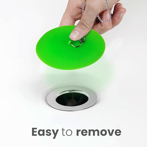 Vigar Flower Power Bathtub Drain Stopper with Chain - Universal Tub Stopper Bathtub Plug for Tub Drain, Decorative Daisy Bath Tub Stopper for Bathroom Sink Accessories and Tubs, Bath Plug - Pink Green