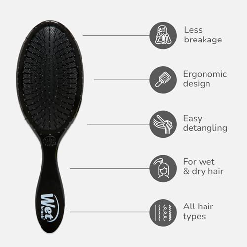 Wet Brush Original Detangler, IntelliFlex Bristles, Black | Ultra Soft IntelliFlex Bristles Gently Separate Knots with Ease, Minimises Hair Damage and Breakage, For All Hair Types - color: Black, size: 1 Count (Pack of 1)