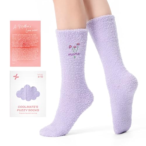 CoolMate Cozy Soft Cloud Socks, Fuzzy Socks for Women - color: B.01 - Mama Flowers Purple