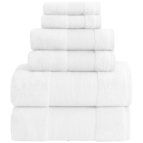 Modern Threads Air Cloud 6-Piece Towel Set - 100% Zero-Twist Cotton, 500 GSM, Quick Dry & Plush, White - color: White, size: 6 Pcs Towel Set