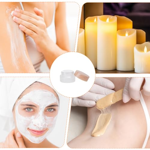 6Pcs Glass Lotion Cream Container with Lid Refillable Empty Sample Cosmetic Jar for Makeup Scrub Cream Toiletries Home Travel (5ml) - color: Clear, size: 5ml