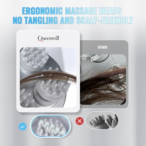 Electric Scalp Massager, Cordless Hair Scalp Massager | Portable Head Scratching Massager, 4 Modes Vibration Comb, Hair Growth, Deep Cleansing, Stress Relaxation - color: White
