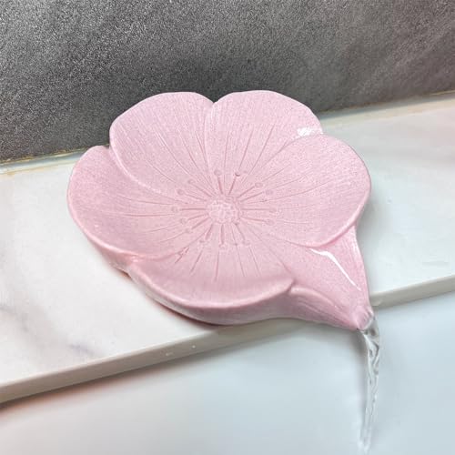 Soap Dish Soap Holder Self-Draining Soap Dish, Resin Bar Soap Holder, Plum Blossom Shape Soap Tray Soap Saver for Bathroom,Kitchen,Sink,Bathtub,Easy Cleaning and Keep Dry - color: Plum Blossom