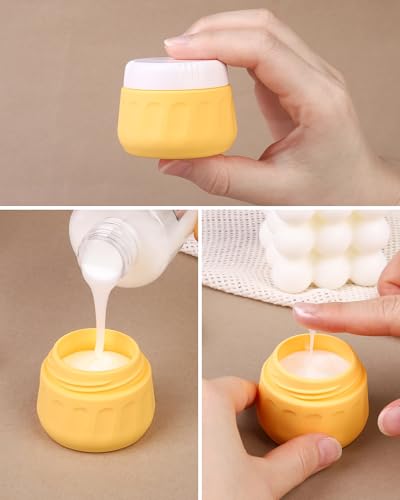Mrsdry Travel Size Toiletries 8 Pack, TSA Approved 3oz/1oz Silicone Squeezable Creams Jars with Clear Travel Bag - color: Golden wheat field, size: 3oz bottle 1oz jar