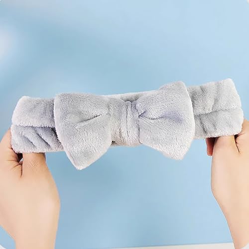 3 Pieces Face Wash Headband and Wristband Set, Makeup Skincare Headbands Spa Headband Towel for Women Skin Care Bath Wrist Bands for Washing Face (Grey) - color: Grey