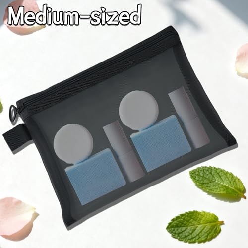 9PCS Zipper Pouch Bags Travel Organizer Kit, Small Mesh Cosmetic Bags for Credit Cards, Keys, Coins & Makeup, Black Storage Pouches - color: Black