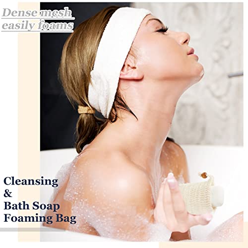 Cunhill 40 Pack Soap Saver Bag Exfoliating Soap Pouch with Drawstring Bar Wooden Bead Foaming and Drying Exfoliating Net for Bath and Shower (3.5x5.5 Inch) - size: 3.5x5.5 Inch